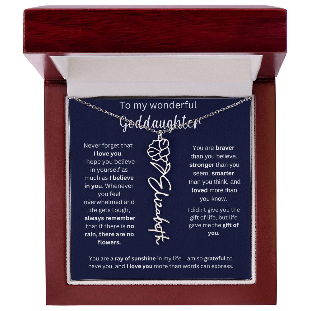 To My Wonderful Goddaughter | You Are Ray Of Sunshine | Flower Name Necklace