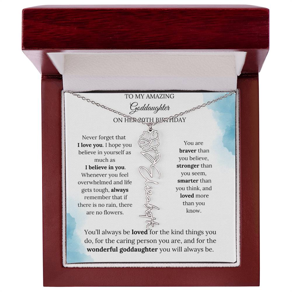 Birth Month Flower Name Necklace for My Goddaughter's 20th Birthday