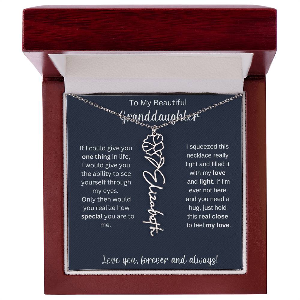 Granddaughter Birthday Present | Flower Name Necklace