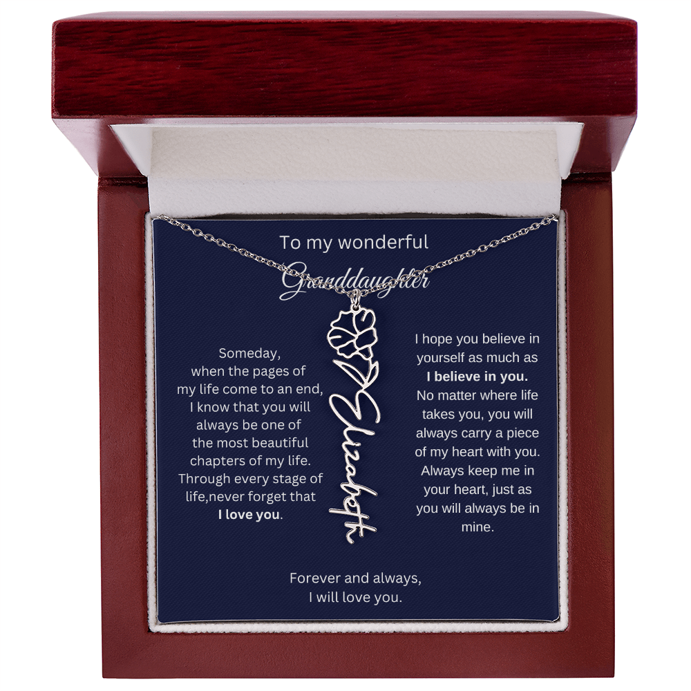 Meaningful Jewelry for Granddaughter - Birth Flower Name Necklace