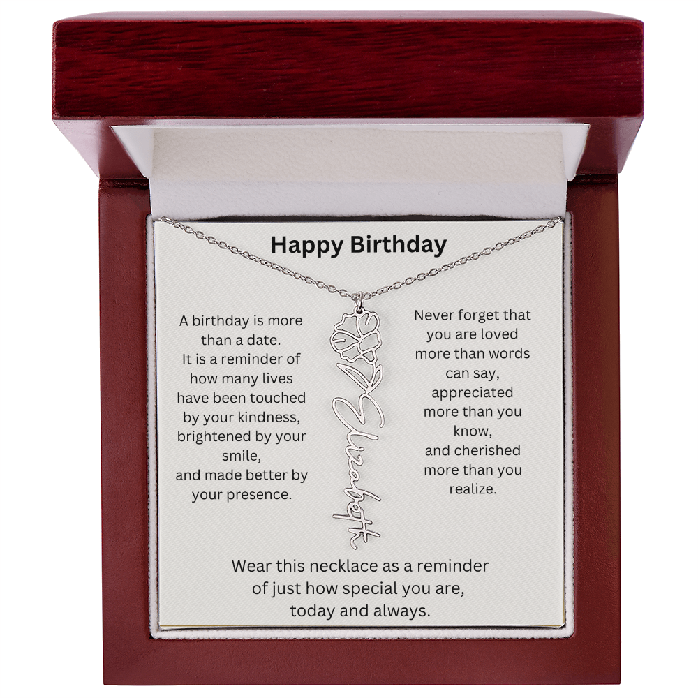 Meaningful Birthday Gift Birth Flower Name Necklace