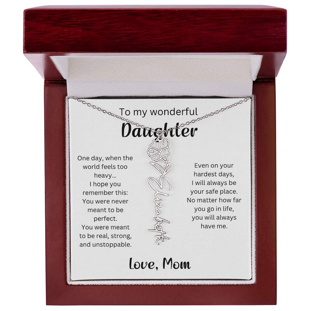 Emotional Gift for Daughter - Birth Flower Name Necklace