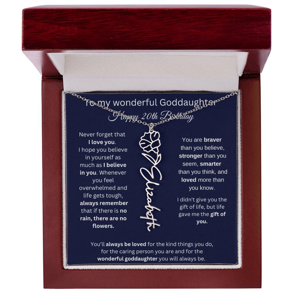 Goddaughter 20th Birthday Gift | Flower Name Necklace