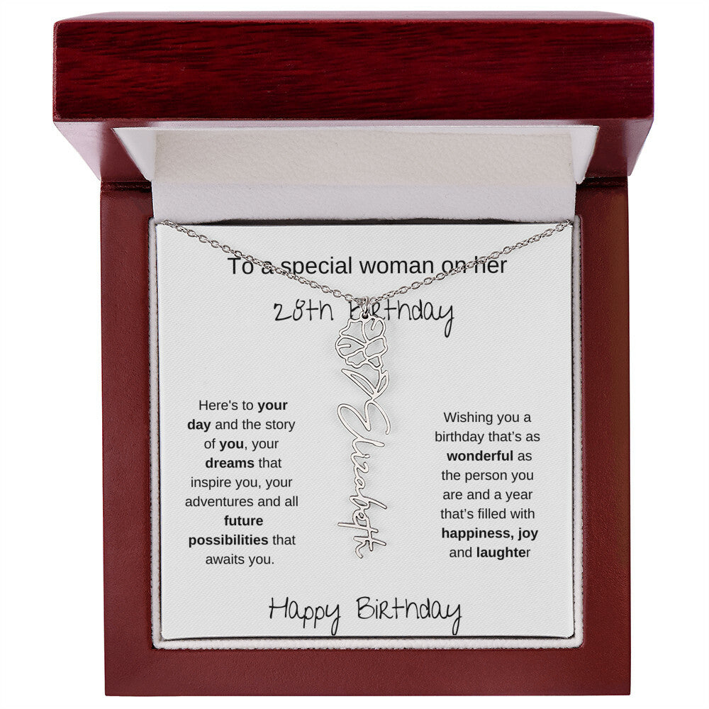 A Special Woman 28th Birthday | Flower Name Necklace