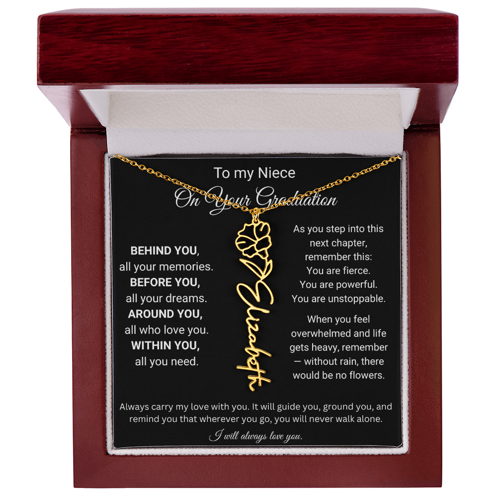 To My Niece On Your Graduation | Flower Name Necklace