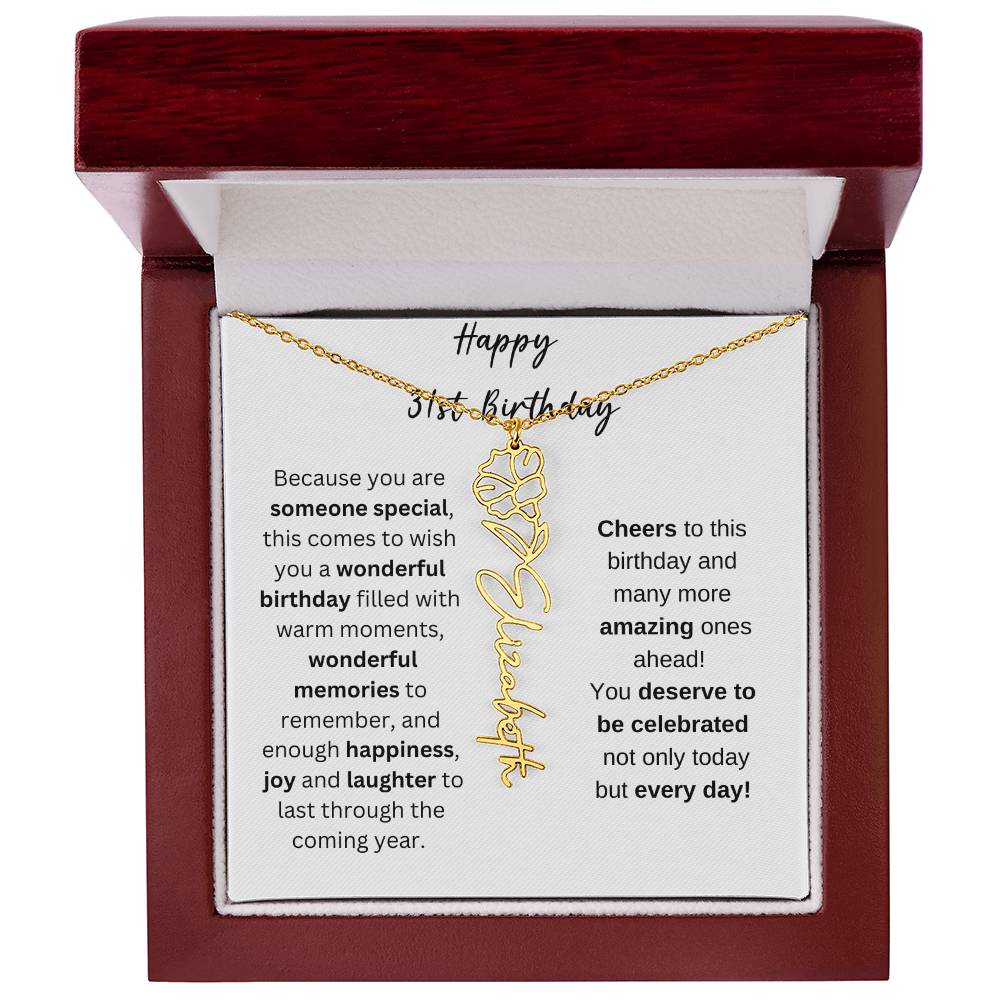 Happy 31st Birthday - Flower Name Necklace