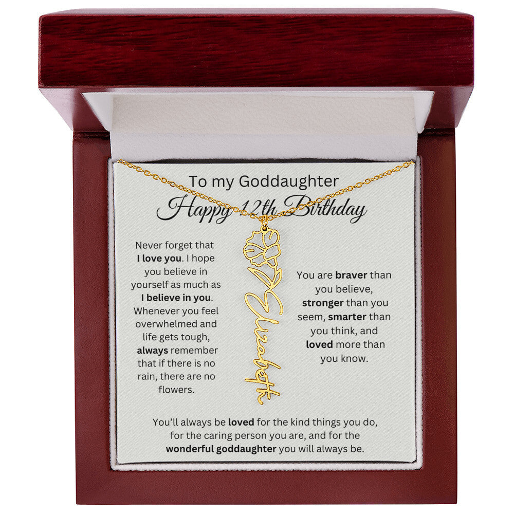 To My Goddaughter Happy 12th Birthday - Flower Name Necklace