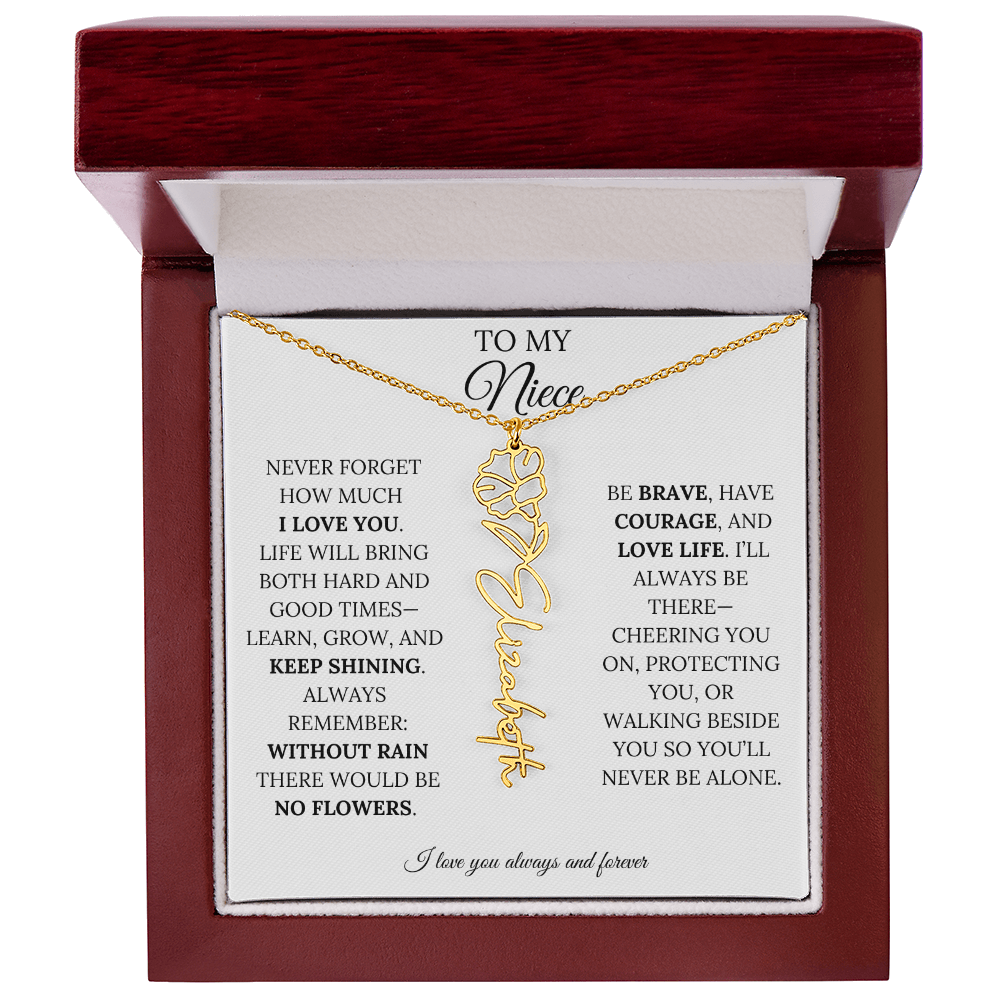 To My Niece | Keep Shining | Flower Name Necklace