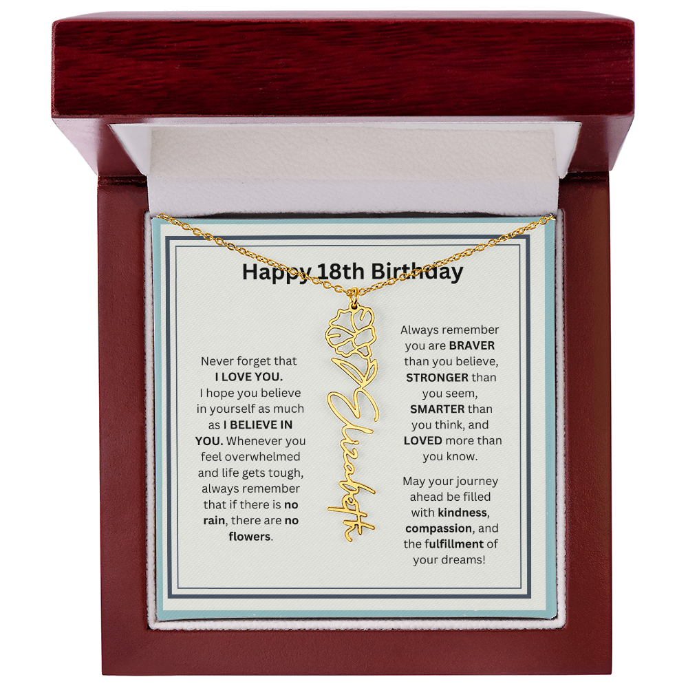 18th Personalized Birthday Gift - Flower Name Necklace