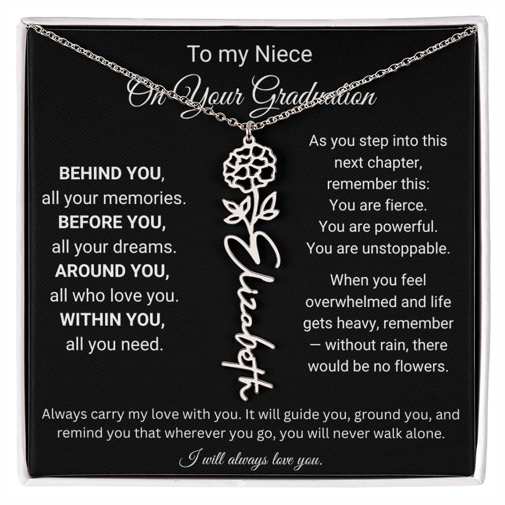To My Niece On Your Graduation | Flower Name Necklace