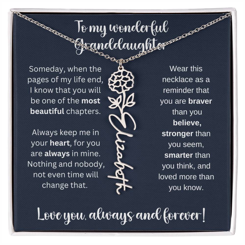 Granddaughter Birth Month Flower Necklace