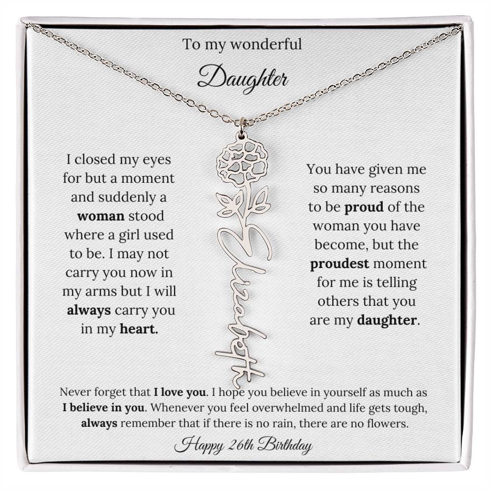 Happy 26th Birthday | Never Forget That I Love You | Flower Name Necklace