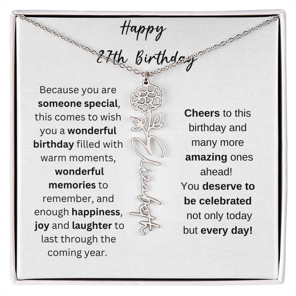 Happy 27th Birthday  - Flower Name Necklace
