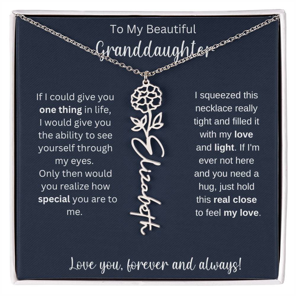 Granddaughter Birthday Present | Flower Name Necklace