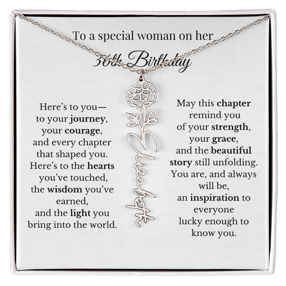 36th Birthday Gift for Her Birth Flower Name Necklace