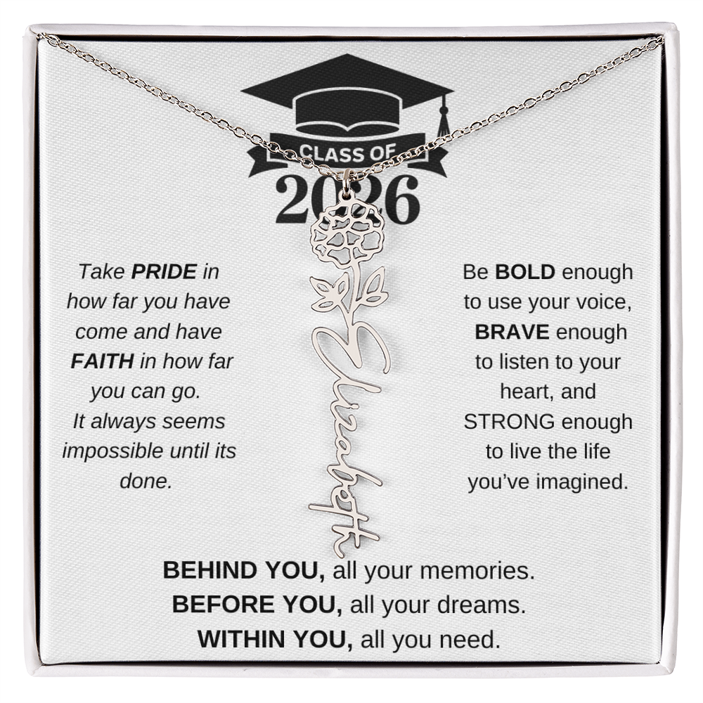 2026 Graduation Jewelry Birthmonth Flower Name Necklace