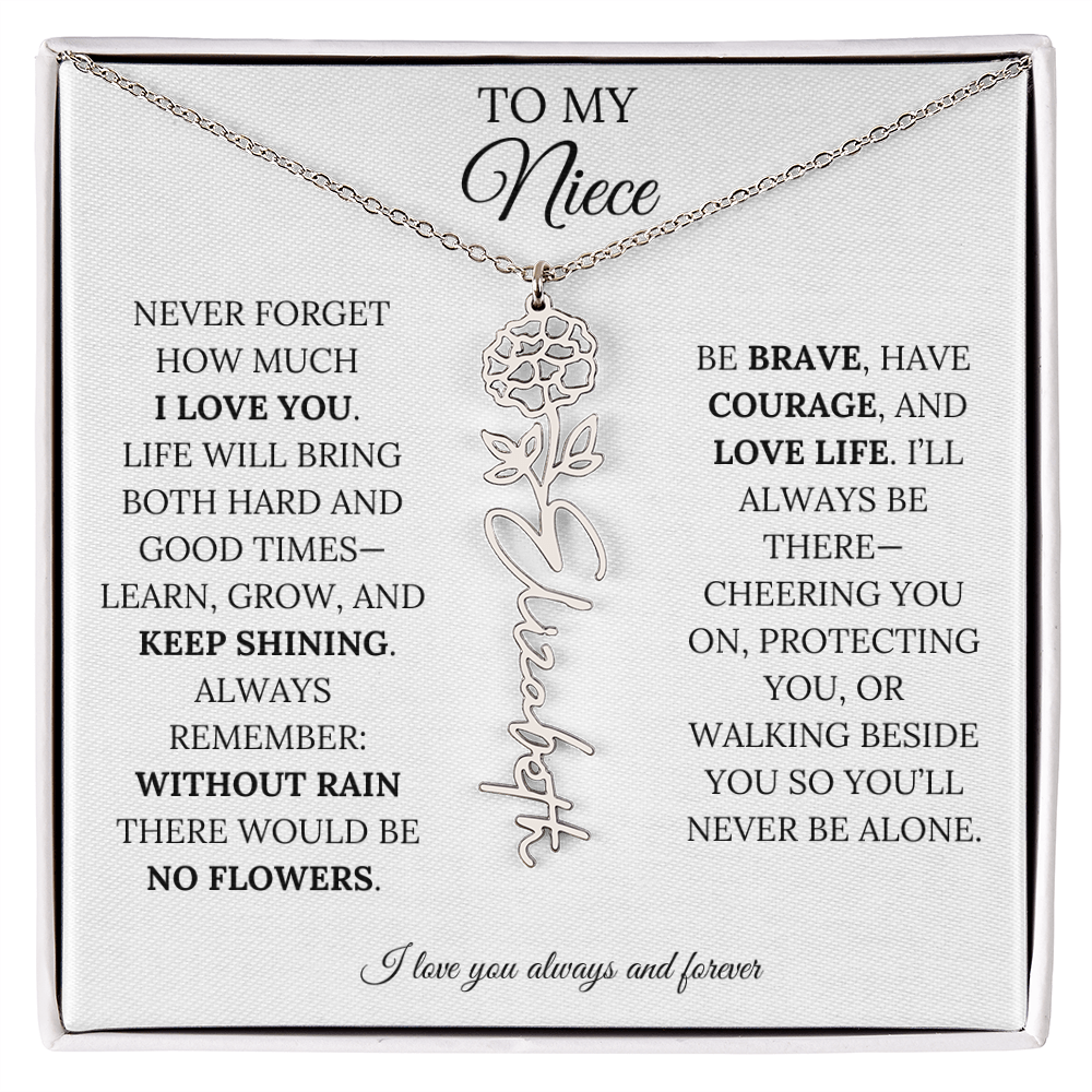 To My Niece | Keep Shining | Flower Name Necklace