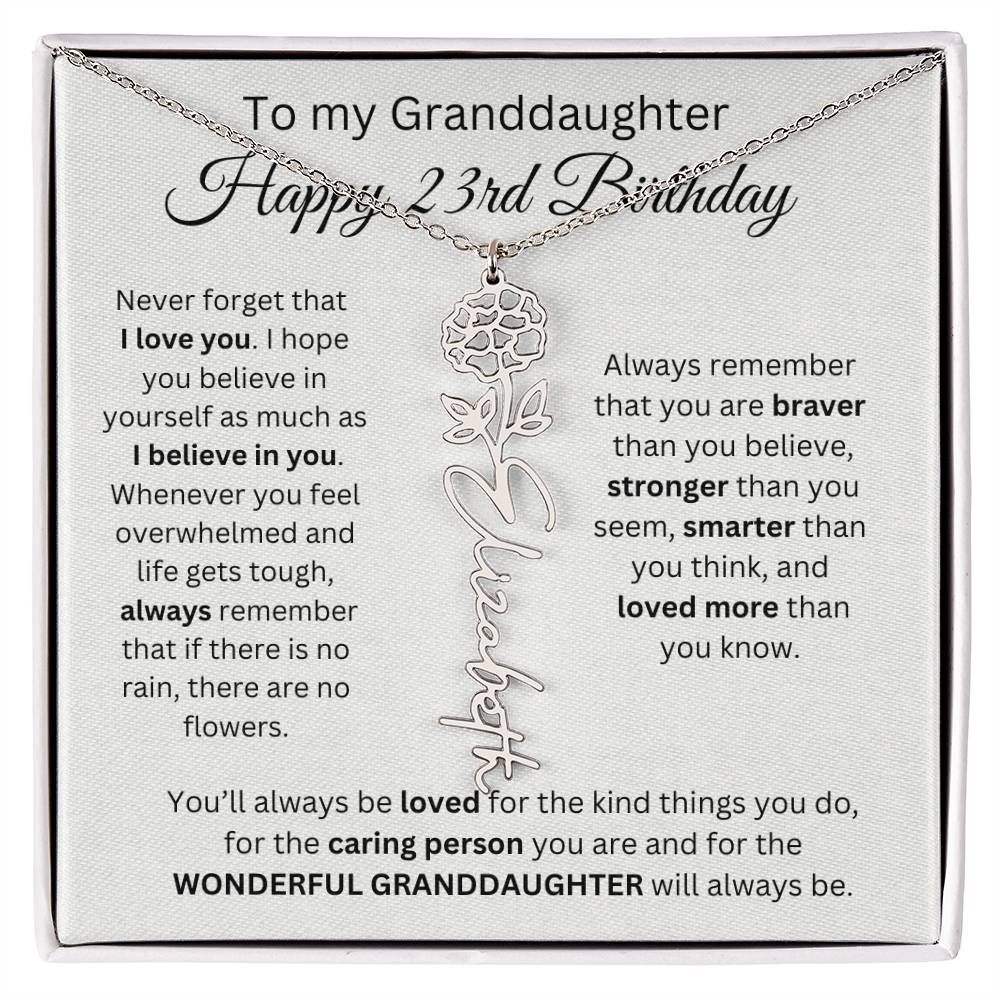 To My Granddaughter | Happy 23rd Birthday | Flower Name Necklace