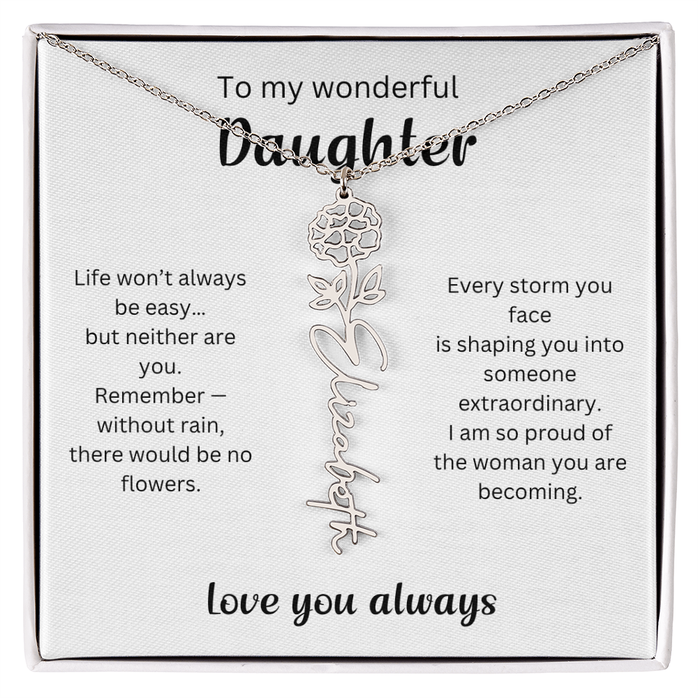 Emotional Gift for Daughter - Birth Flower Name Necklace 2