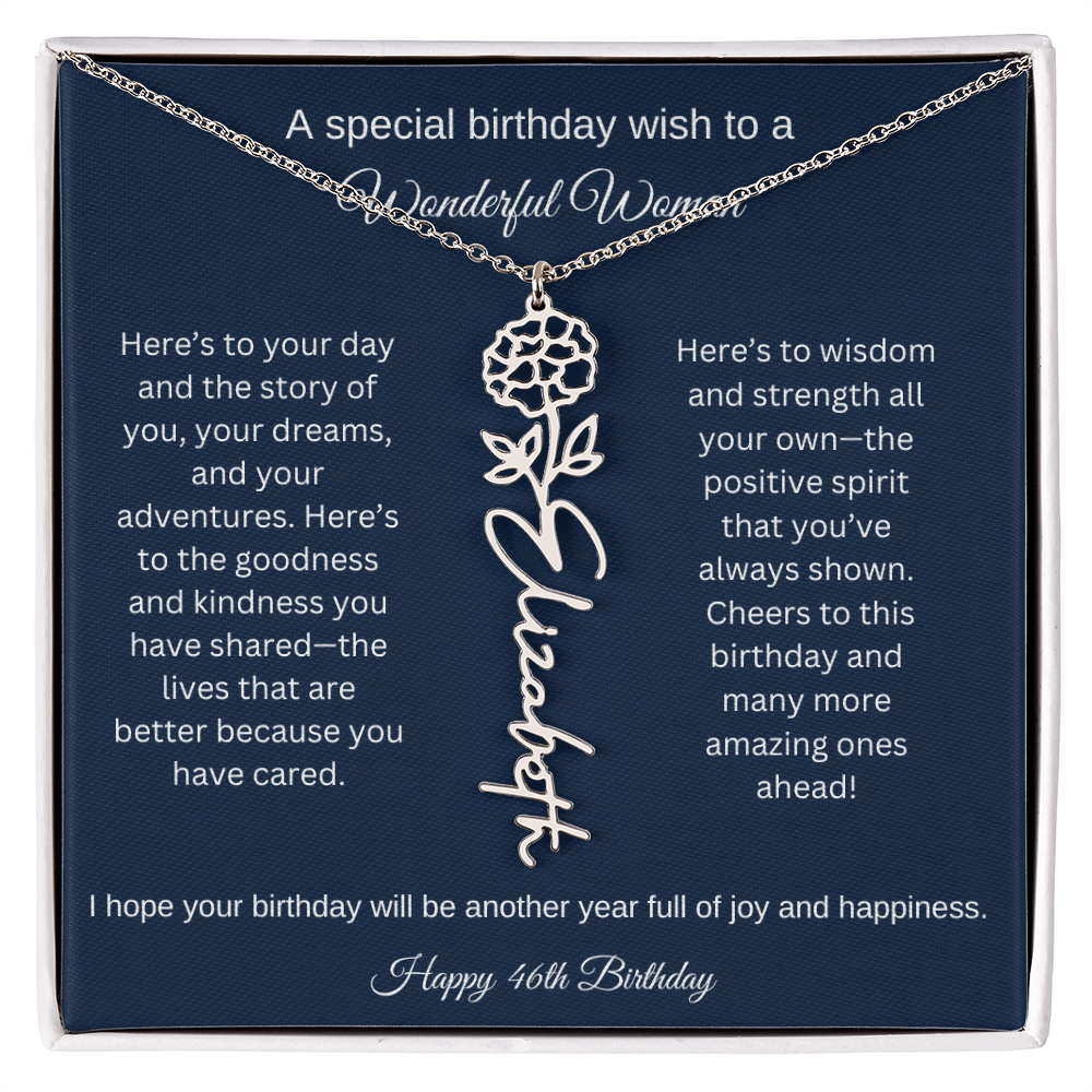 46th Birthday Gift Idea - Flower Name Necklace