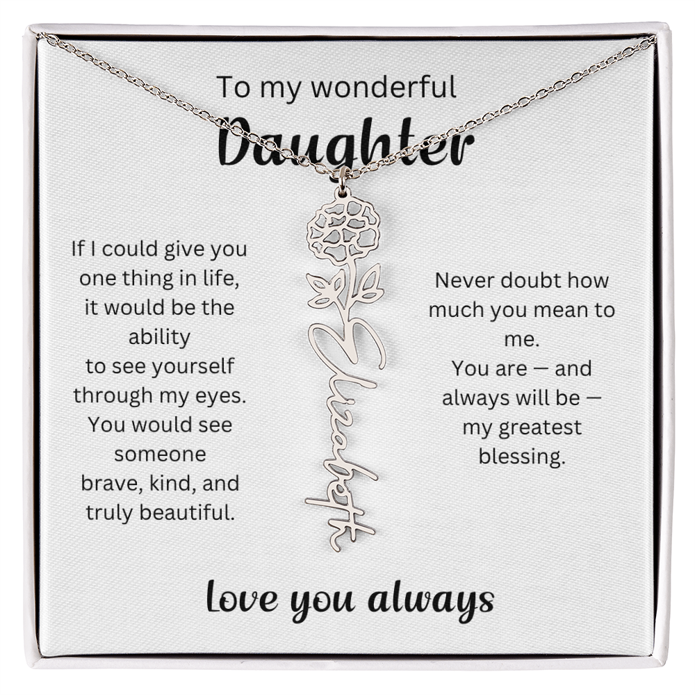 Emotional Gift for Daughter - Birth Flower Name Necklace 3