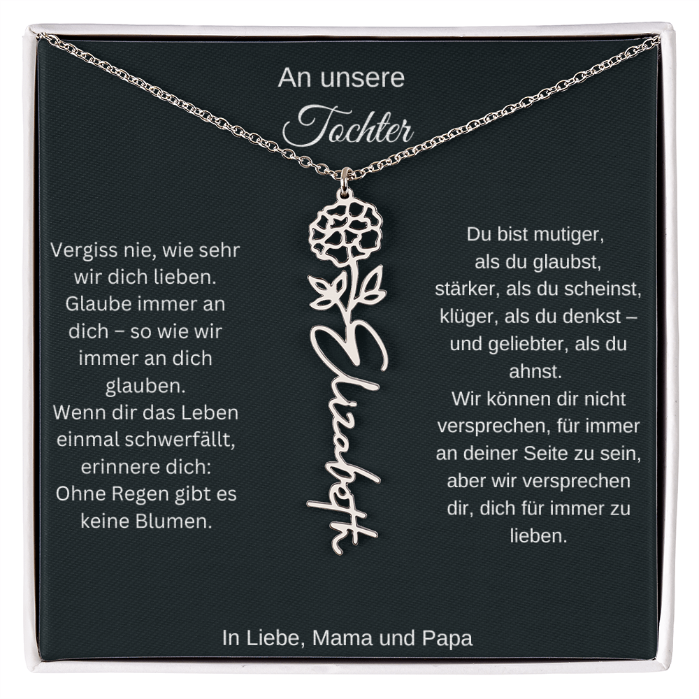 Geburtsblume Namenskette Tochter personalisierte Gravur Kette Geschenk