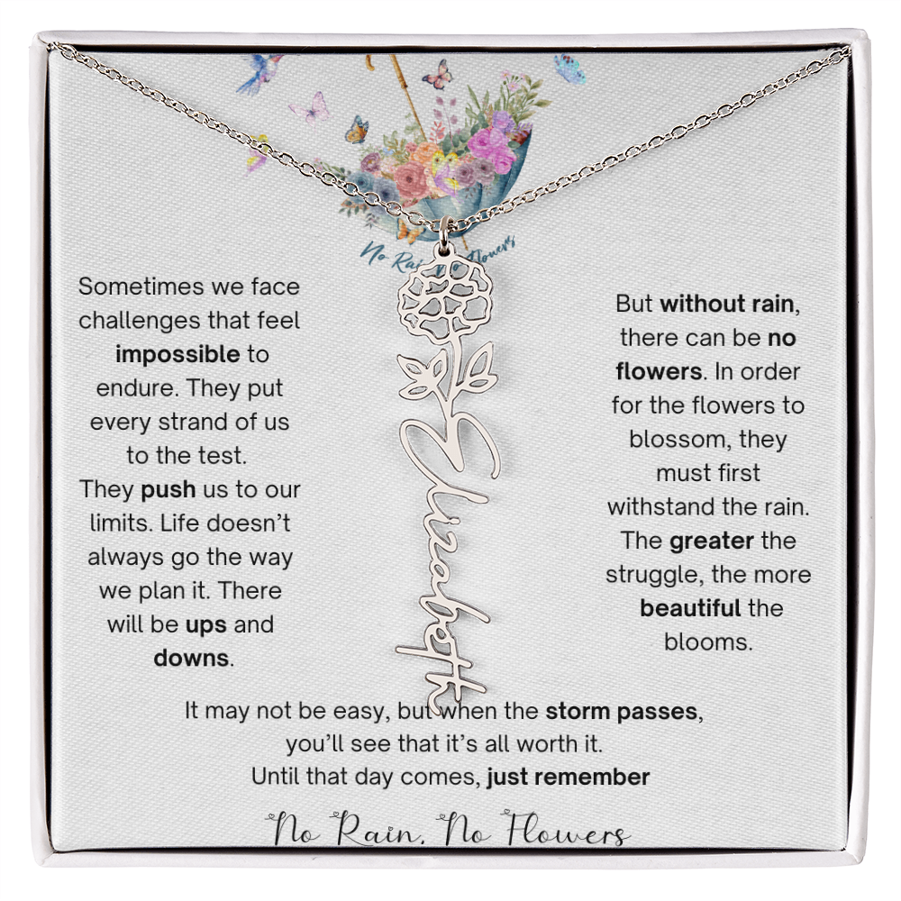 No Rain No Flowers 3 - Flower Name Necklace