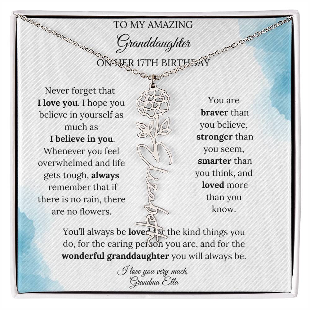 Birth Month Flower Name Necklace for My Granddaughter's 17th Birthday