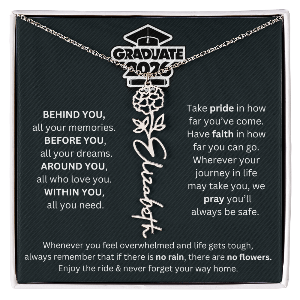 2026 Graduation Gift | Birth Flower Name Necklace 1