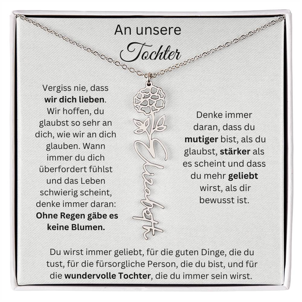 An Unsere Tochter - Vergiss Nie Geburtsblumen Kette Personalisierbar Mit Namen