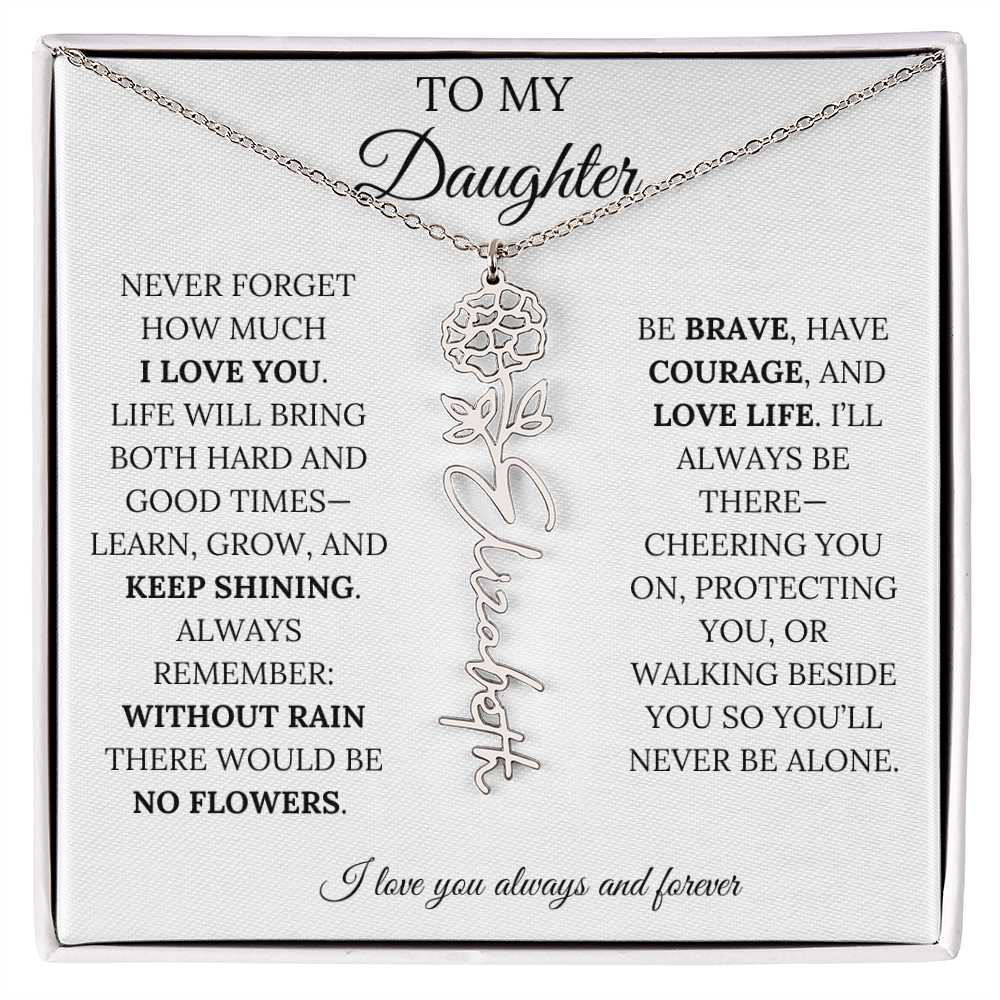 Personalized Birth Flower Name Necklace for Daughter