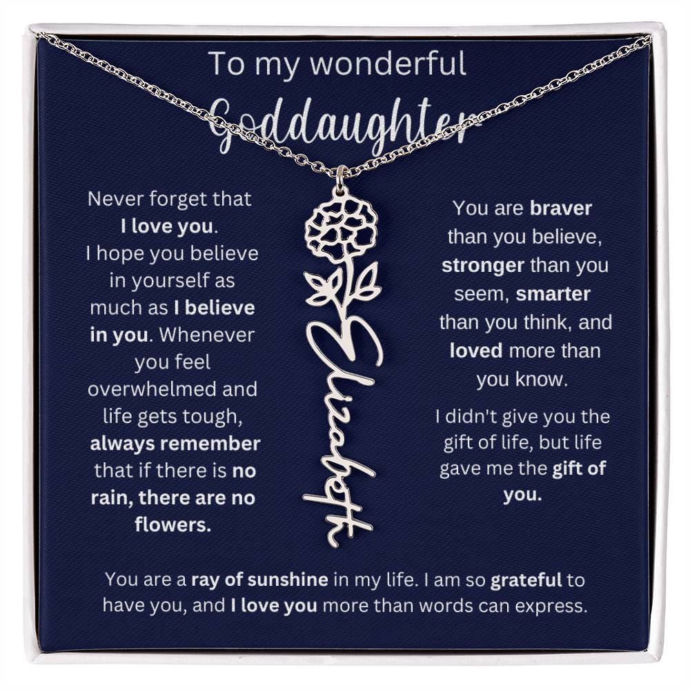 To My Wonderful Goddaughter | You Are Ray Of Sunshine | Flower Name Necklace