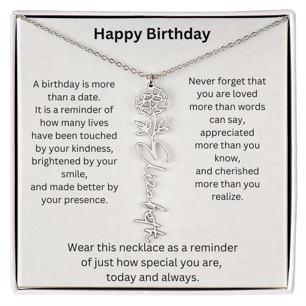Meaningful Birthday Gift Birth Flower Name Necklace