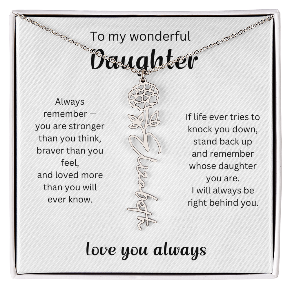 Emotional Gift for Daughter - Birth Flower Name Necklace 5