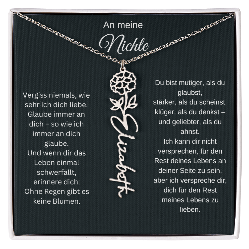 An meine Nichte Geburtsblume Namenskette mit Gravur Geschenk Geburtstag Weihnachten