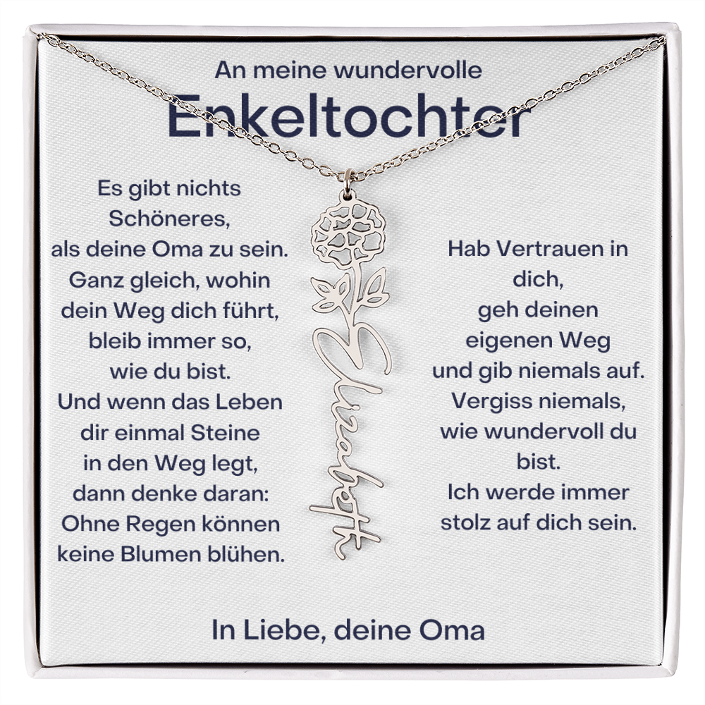 Personalisierte Geburtsblumenkette für Enkeltochter Von Oma