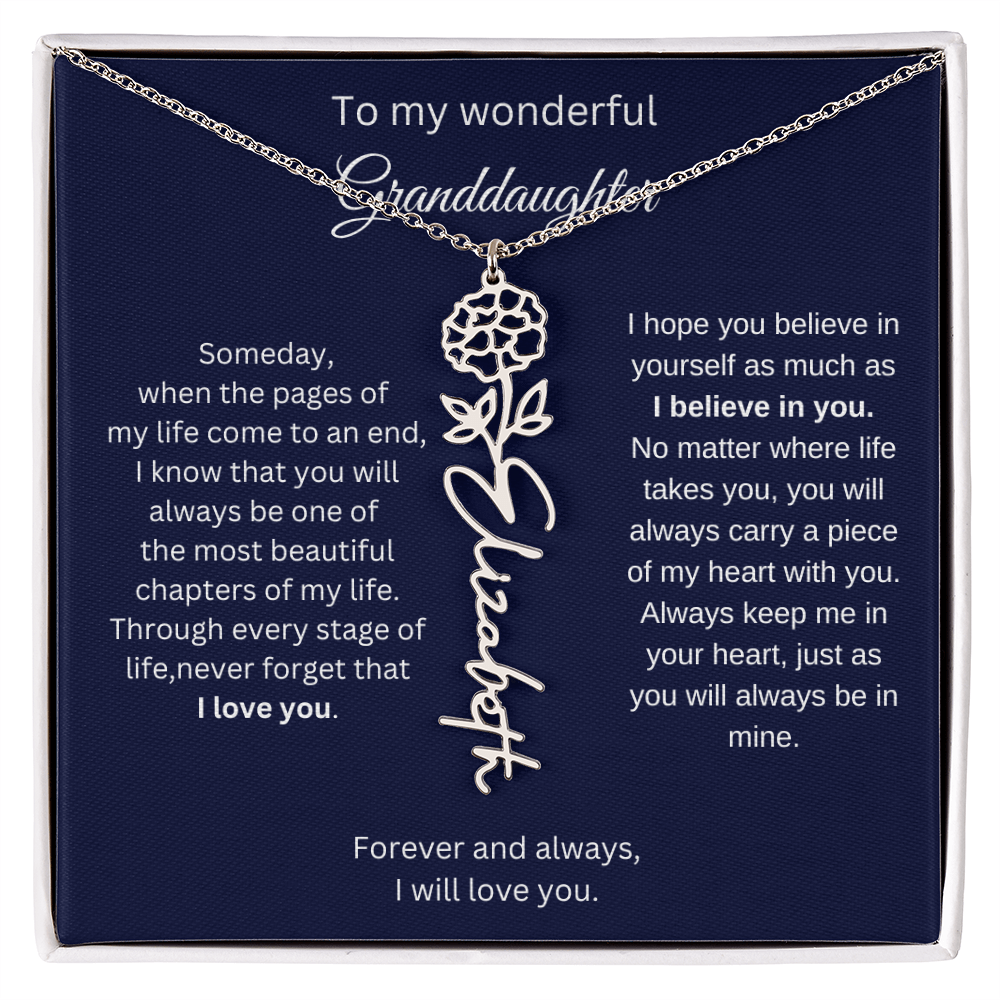 Meaningful Jewelry for Granddaughter - Birth Flower Name Necklace