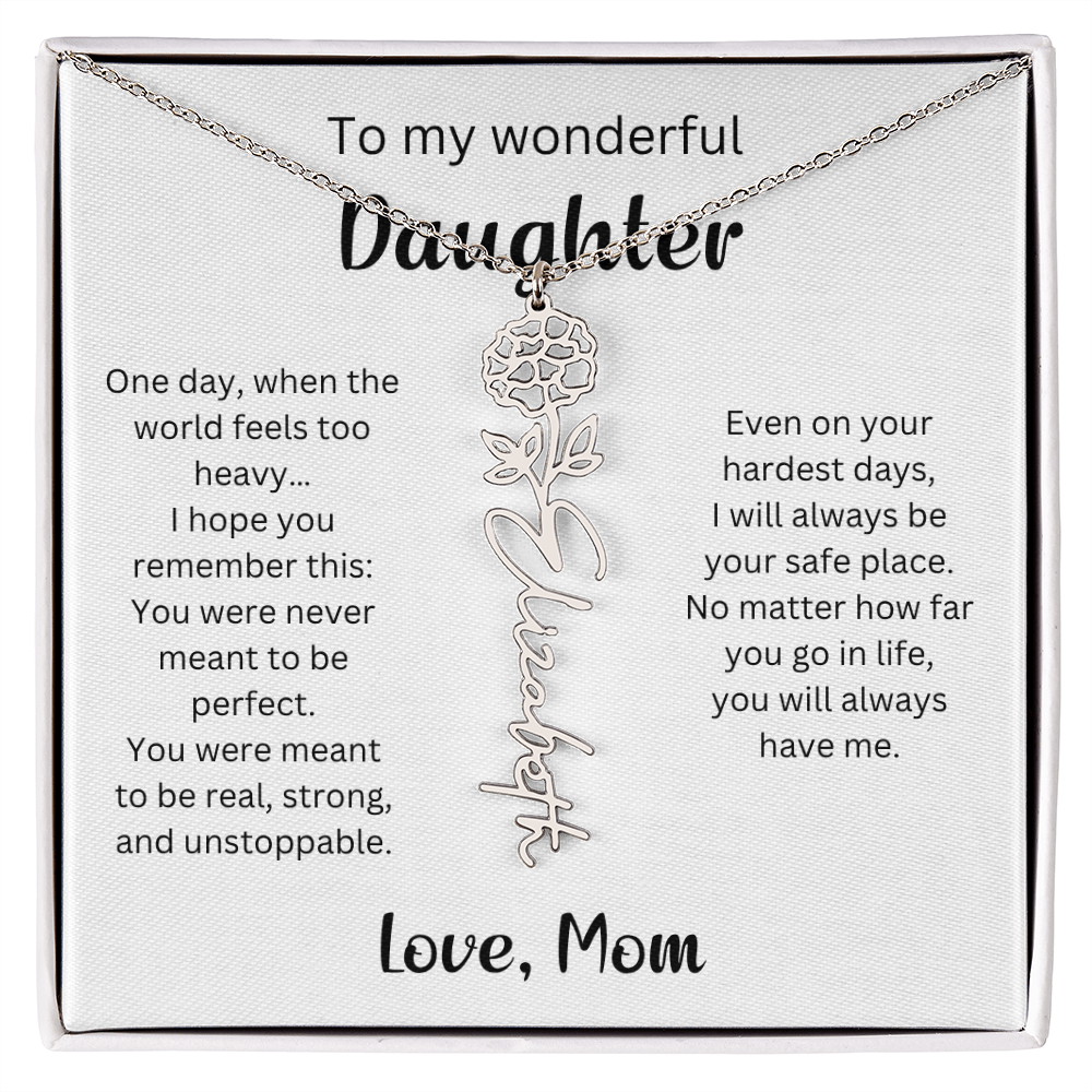 Emotional Gift for Daughter - Birth Flower Name Necklace