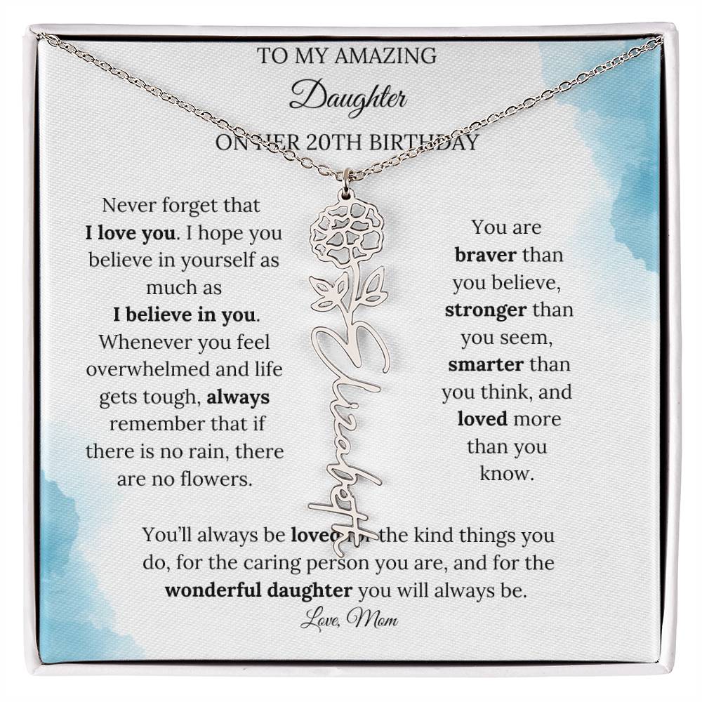 Birth Month Flower Name Necklace for My Daughter's 20th Birthday