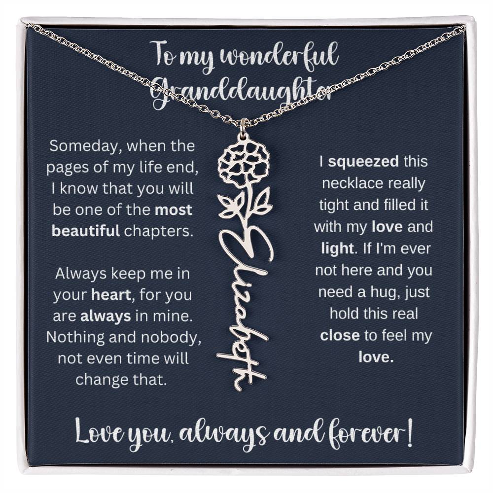To My Wonderful Daughter Always Keep Me In Your Heart | Flower Name Necklace