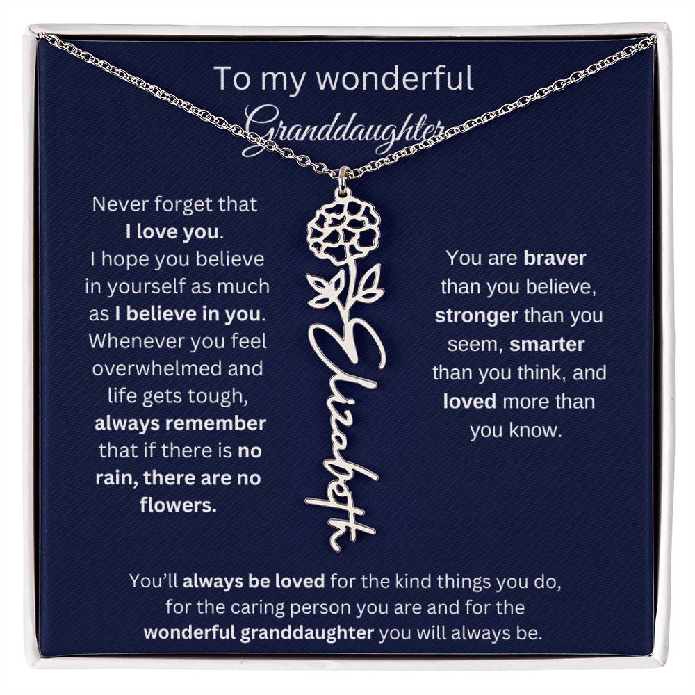 To My Wonderful Granddaughter  Personalized Birth Month Flower Necklace 1