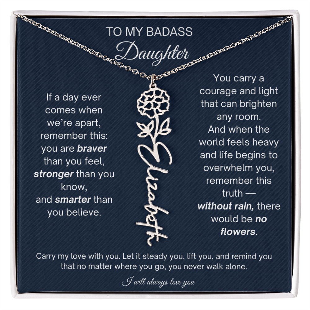 Daughter Encouragement Gift - Personalized Flower Name Necklace