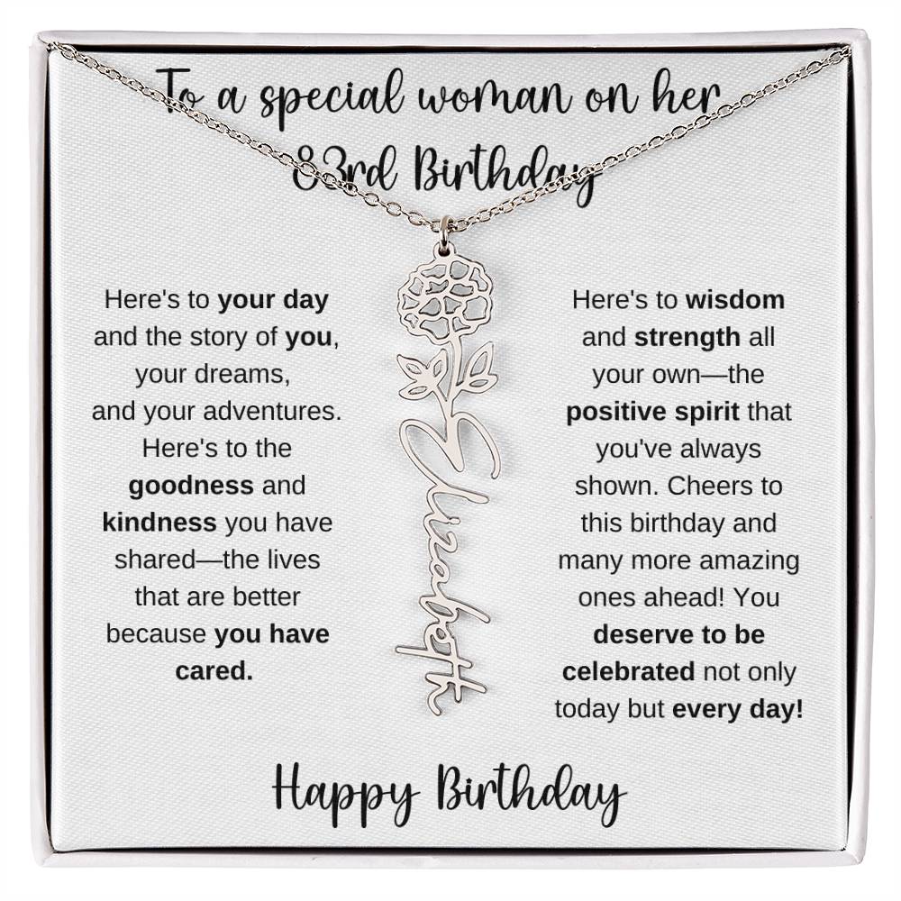 83rd Birthday - Flower Name Necklace