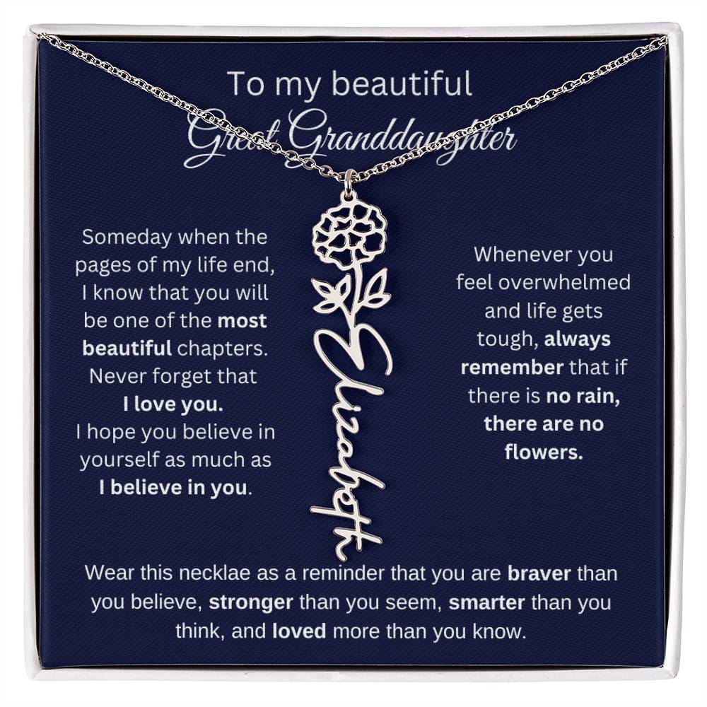 To My Beautiful Great Goddaughter Flower Necklace 2