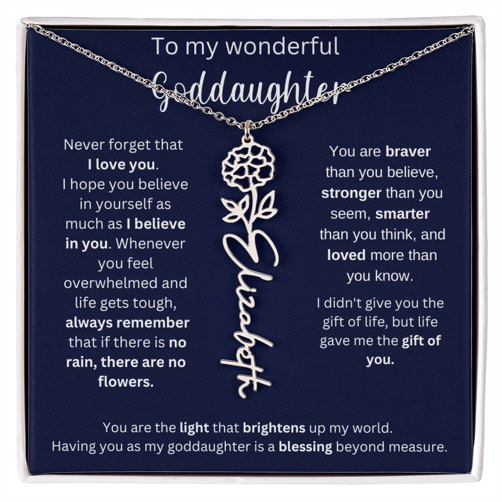 To My Wonderful Goddaughter | I Believe In You | Flower Name Necklace