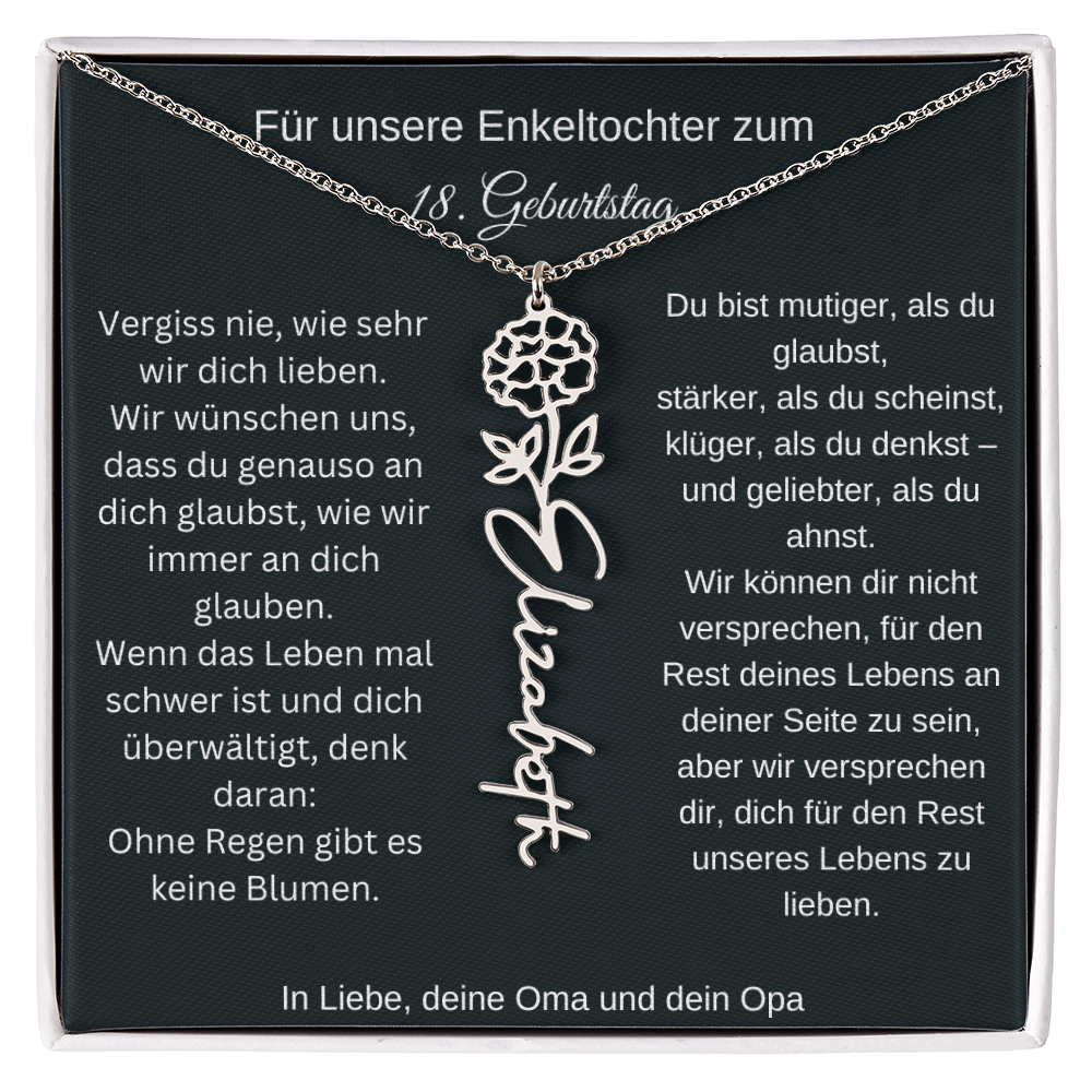 18. Geburtstag Blumen Namenskette