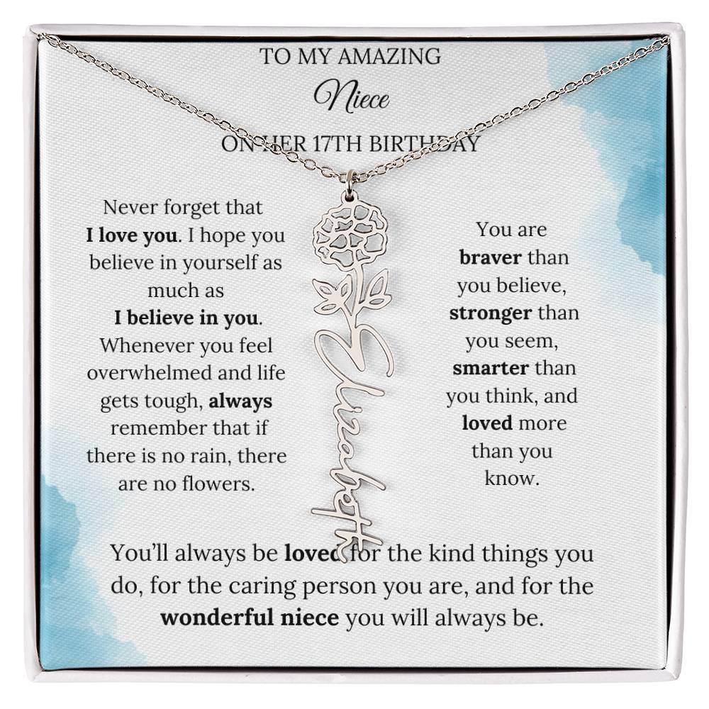 Birth Month Flower Name Necklace for My Niece's 17th Birthday