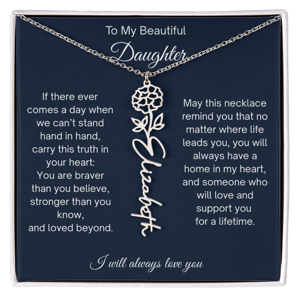 Daughter Gift Personalized Birth Flower Name Necklace