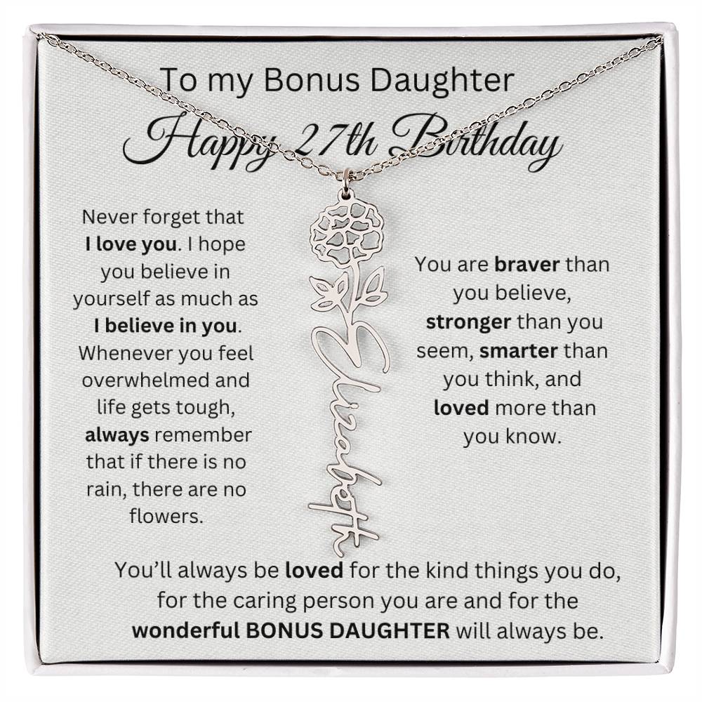To My Bonus Daughter | Happy 27th Birthday | Flower Name Necklace
