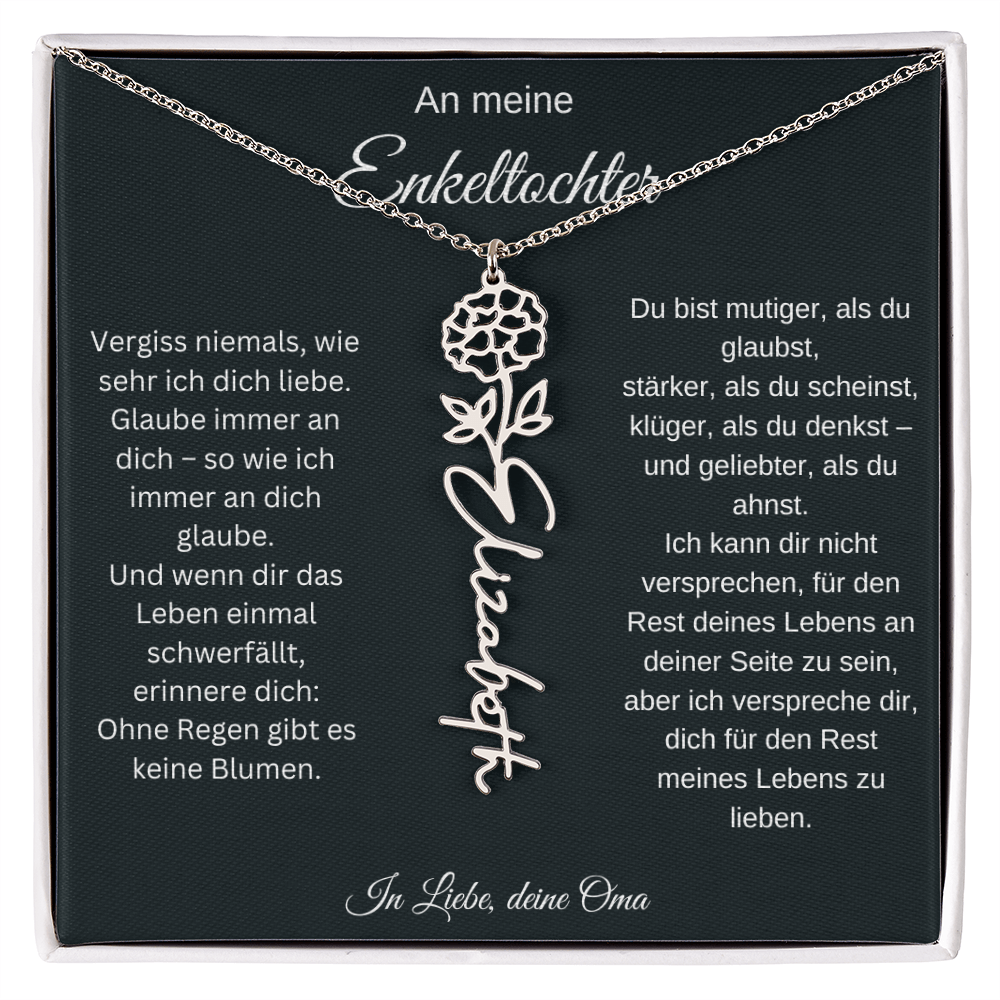 An meine Enkeltochter Geburtsblume Namenskette personalisierte Gravur Schmuck Geschenk